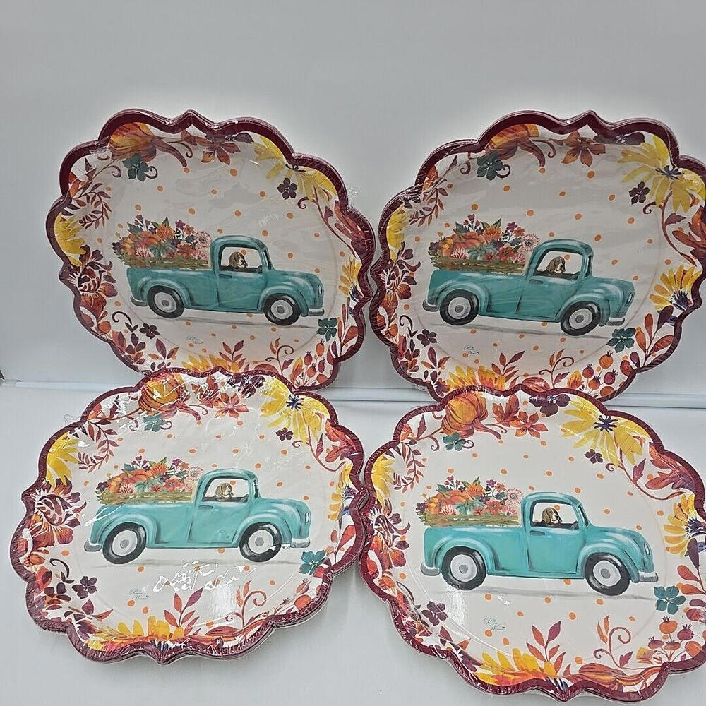 4 PACKS The Pioneer Woman Pumpkin Dog Truck Paper Plate; 32 Ct.; 11.5" - Picture 4 of 9